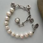 Bransoletki bransoletka z pereł,białe perły,srebro kute