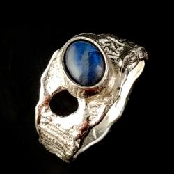 labradoryt kobaltowy,asymetryczny pierścień - Pierścionki - Biżuteria
