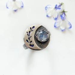 pierścionek księżyc,kamień księżycowy - Pierścionki - Biżuteria