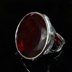 srebrny pierścień z granatem - Pierścionki - Biżuteria