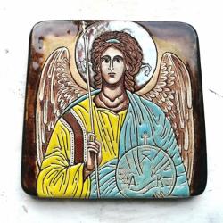 ikona ceramiczna,Archanioł Michał,na ścianę - Ceramika i szkło - Wyposażenie wnętrz