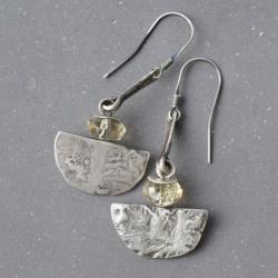 kolczyki srebro cytryn fasetowany nowoczesne - Kolczyki - Biżuteria