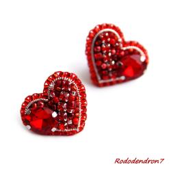 kolczyki serca błyszczące czerwone,sztyfty - Kolczyki - Biżuteria