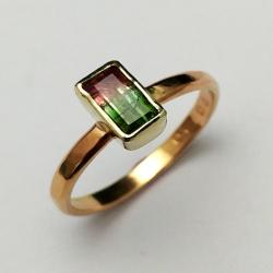 turmalin różowy,złoty pierścionek zaręczynowy - Pierścionki - Biżuteria