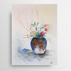 Kwiaty w wazonie,akwarela,obraz - Obrazy - Wyposażenie wnętrz