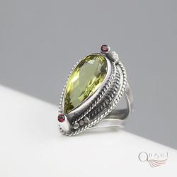 pierścień z kwarcem żółtym,unikatowy pierścień - Pierścionki - Biżuteria