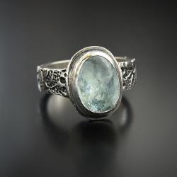 srebrny,pierścionek,z akwamarynem - Pierścionki - Biżuteria