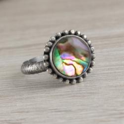 paua srebro,z muszlą,paua abalone pierścionek - Pierścionki - Biżuteria