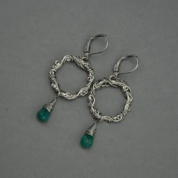 kolczyki,długie kolczyki,wire wrapping - Kolczyki - Biżuteria