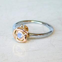 pierścionek z kamieniem księżycowym,złoto,róża - Pierścionki - Biżuteria