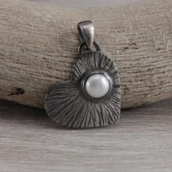 perła i srebro,perła w srebrze,wisior z perłą - Wisiory - Biżuteria