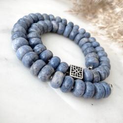 klasyczny naszyjnik,naturalny niebieski koral - Naszyjniki - Biżuteria