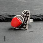 Pierścionki pierścionek srebrny,koral czerwony,boho