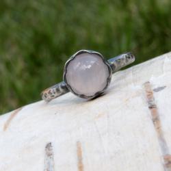 kwarc różowy i srebro,pierścionek z kwarcem - Pierścionki - Biżuteria