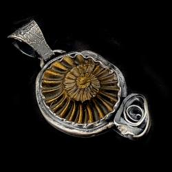 unikatowy wisior z amonitem,srebro,artystyczny - Wisiory - Biżuteria