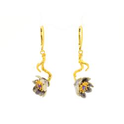 kolczyki emaliowane,magnolie,kolczyki złocone - Kolczyki - Biżuteria