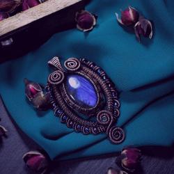 wisior artystyczny z labradorytem,niebieski,unikat - Wisiory - Biżuteria