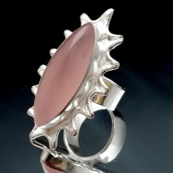 dostojny pierścień kwarc różowy,srebro,retro - Pierścionki - Biżuteria