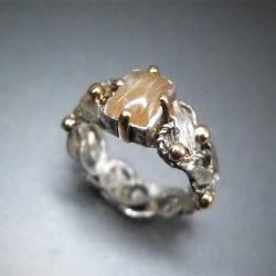 pierścień z listkami,pierścionek różaniec - Pierścionki - Biżuteria