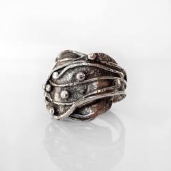 pierścionek srebrny,metaloplastyka,regulowany - Pierścionki - Biżuteria