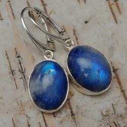 kamień księżycowy,srebrne kolczyki niebieskie - Kolczyki - Biżuteria