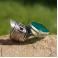 Pierścionki regulowany srebrny pierścionek z onyksem zielonym