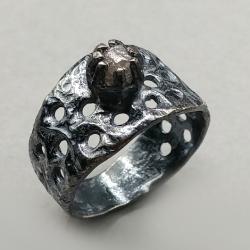 pierścionek diament,diamentowy,srebro,srebrny - Pierścionki - Biżuteria