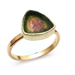 turmalin różowy złoty pierścionek,ekskluzywny - Pierścionki - Biżuteria
