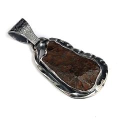 meteoryt,wisiorek surowy,srebrny oryginalny - Wisiory - Biżuteria