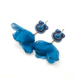 sutasz,na gwiazdkę,ciemnoniebieski,soutache blu - Kolczyki - Biżuteria