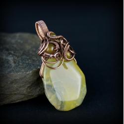 wire wrapping,miedziany wisior,agat - Wisiory - Biżuteria