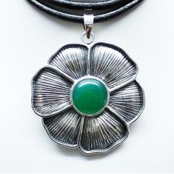 wisior,zielony onyks,srebro,biżuteria, - Wisiory - Biżuteria