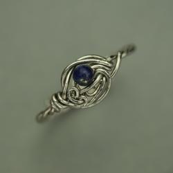 pierścionek,regulowany,wire wrapping,lapis lazuli - Pierścionki - Biżuteria