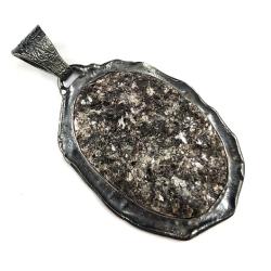 muskowit,srebro,srebrny wisior z minerałem - Wisiory - Biżuteria
