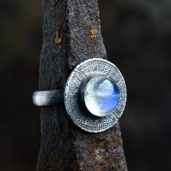 srebrny pierścionek z kamieniem księżycowym - Pierścionki - Biżuteria