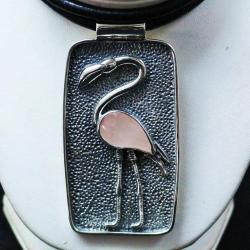 Flaming unikatowy naszyjnik,srebro,kwarc różowy - Naszyjniki - Biżuteria