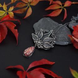 srebrny naszyjnik kwiat wire wrapping - Naszyjniki - Biżuteria