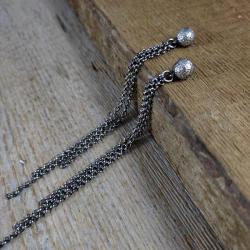 srebrne kolczyki łańcuszki,oksydowane,długie - Kolczyki - Biżuteria