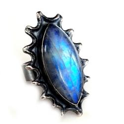 kamień księżycowy,srebrny Pierścień,srebro,błękit - Pierścionki - Biżuteria