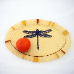 dragonfly in amber,ważka,talerz elipsa, - Ceramika i szkło - Wyposażenie wnętrz