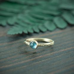 złoty pierścionek zaręczynowy,topaz London Blue - Pierścionki - Biżuteria