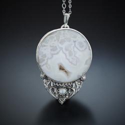 srebrny,wisior,z agatem koronkowym - Naszyjniki - Biżuteria