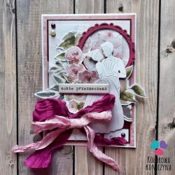kartka ślubna,różowa kartka,romantyczna kartka - Kartki okolicznościowe - Akcesoria
