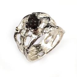 meteoryt,pierścionek na szerokiem obrączce srebro - Pierścionki - Biżuteria