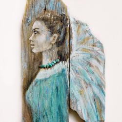 anioł ręcznie malowany,anioł na desce - Obrazy - Wyposażenie wnętrz