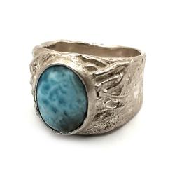 larimar,srebrny,srebro,delikatne,błękit,retro - Pierścionki - Biżuteria
