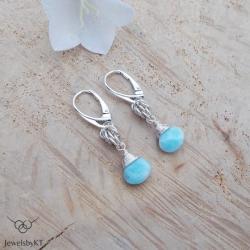 srebro,chainmaille,larimar,nowoczesne,JewelsbyKT - Kolczyki - Biżuteria