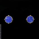 Kolczyki lapis lazuli,pozłacane,młotkowane,chabrowe