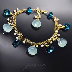 bransoletka z chalcedonem,opalem,kwarcem blue - Bransoletki - Biżuteria