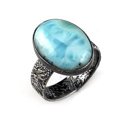 larimar,srebrny,srebro,delikatny,błękit,retro - Pierścionki - Biżuteria